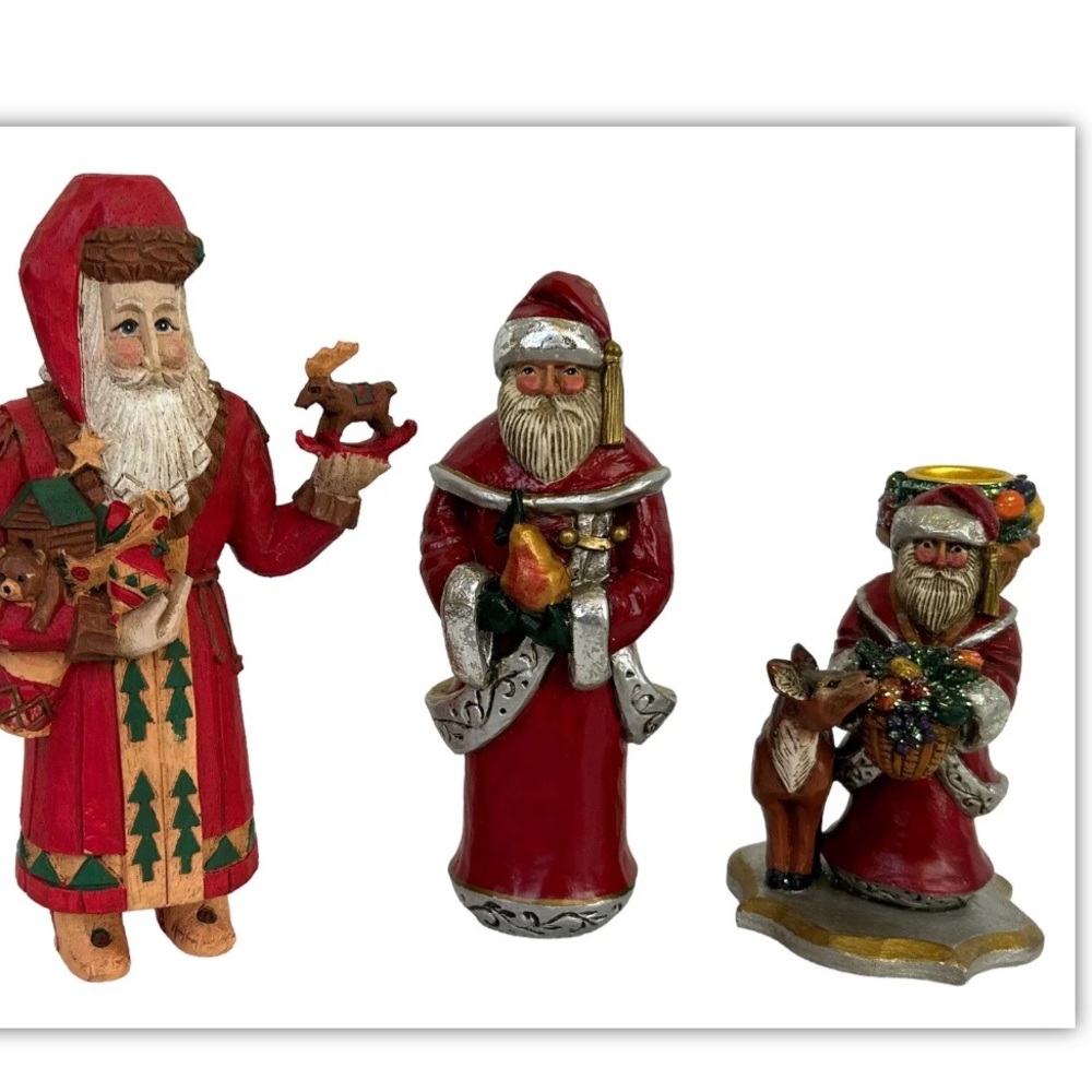 37. 2 Pam Schifferl & 1 Midwest Cannon Falls Santas Christmas Decor Table Mantle